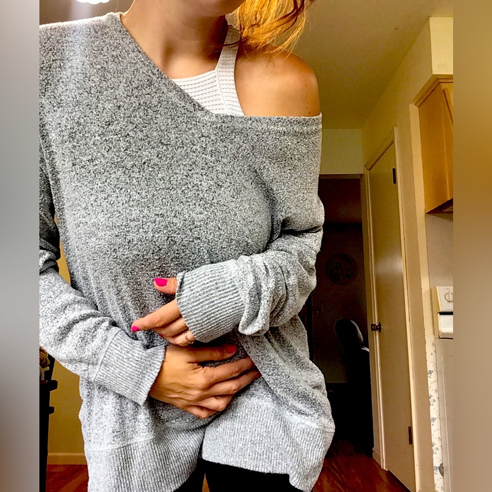 Grey off shoulder sweater